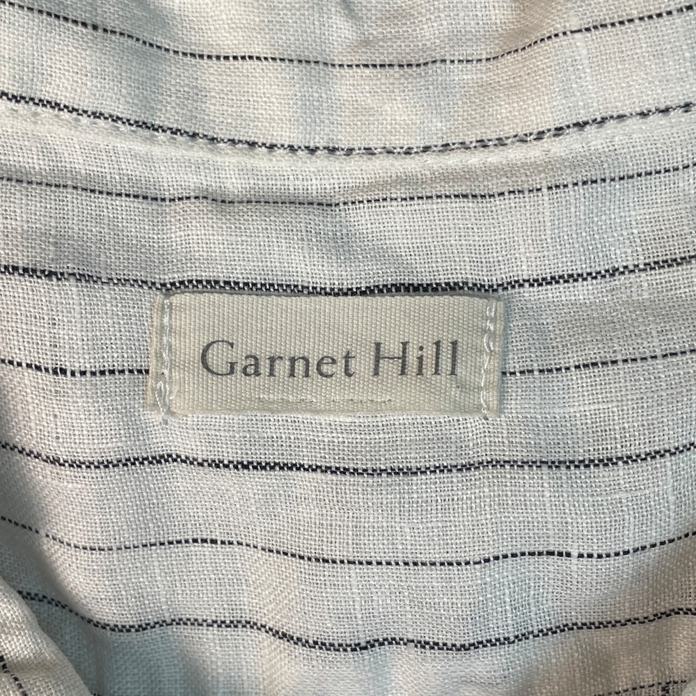 Garnet Hill Easy Linen Button Tunic Shirt Top XL White Striped‎ Lagenlook Beachy - Picture 2 of 10